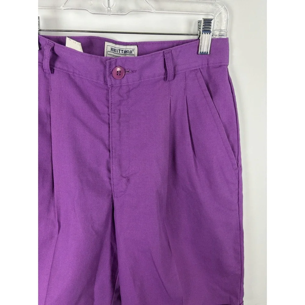Britannia Vintage Purple High Rise Pleated Bermuda Shorts 27
